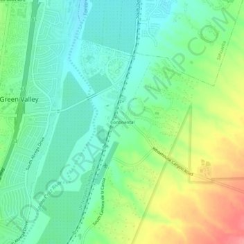 Topografisk kart Continental, høyde, relieff