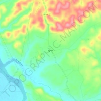 Topografisk kart Bybee, høyde, relieff