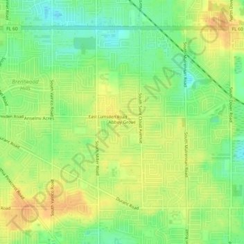 Topografisk kart Abbey Grove, høyde, relieff