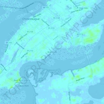 Topografisk kart Birch Town, høyde, relieff