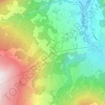Topografisk kart Tigignas, høyde, relieff