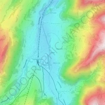 Topografisk kart Stalde, høyde, relieff