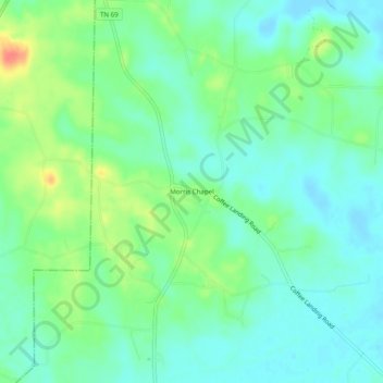Topografisk kart Morris Chapel, høyde, relieff