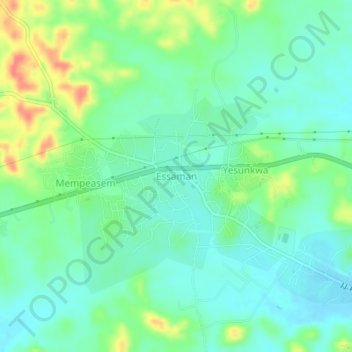 Topografisk kart Essaman, høyde, relieff