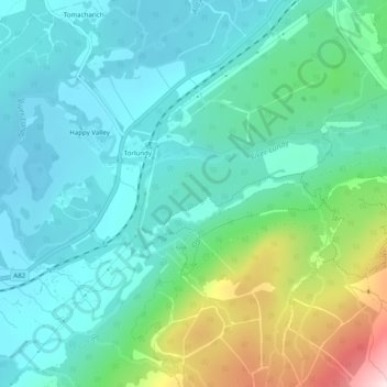 Topografisk kart Leanachan Forest, høyde, relieff