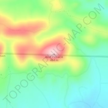 Topografisk kart Wolf Pinnacle, høyde, relieff