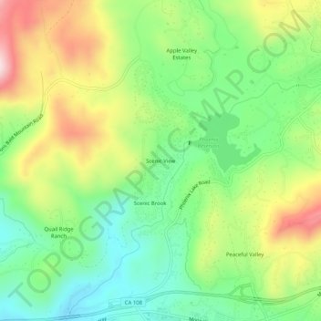 Topografisk kart Scenic View, høyde, relieff