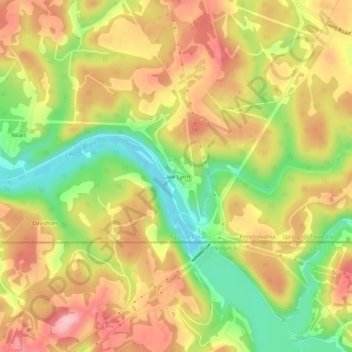Topografisk kart Lake Lynn, høyde, relieff