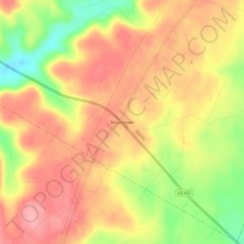 Topografisk kart Strongstown, høyde, relieff