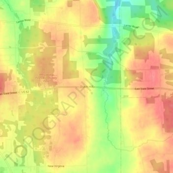 Topografisk kart Dutch Hill, høyde, relieff