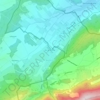 Topografisk kart Bei der Muehle, høyde, relieff