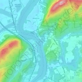 Topografisk kart Thermopylae, høyde, relieff