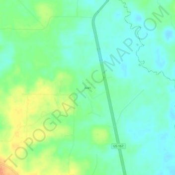 Topografisk kart Ivan, høyde, relieff