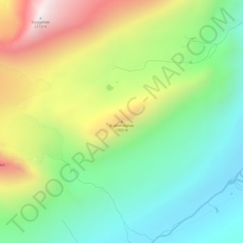 Topografisk kart Bukkeholshøe, høyde, relieff