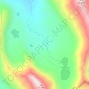 Topografisk kart Amethyst Basin, høyde, relieff