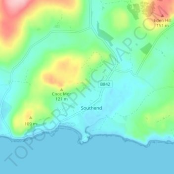 Topografisk kart Machrimore, høyde, relieff