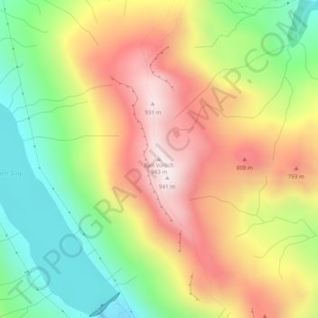 Topografisk kart Ben Vorlich, høyde, relieff