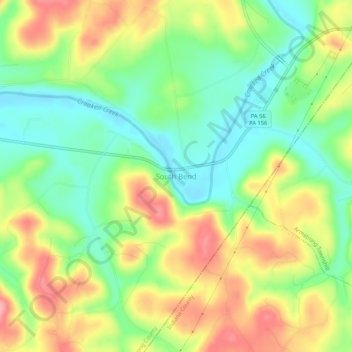 Topografisk kart South Bend, høyde, relieff