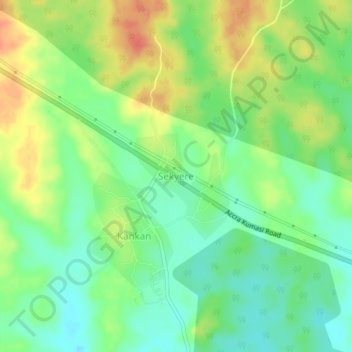 Topografisk kart Sekyere, høyde, relieff