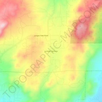Topografisk kart Juniper Springs, høyde, relieff