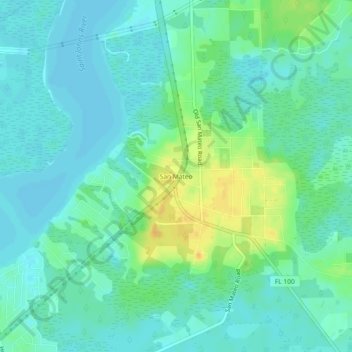 Topografisk kart San Mateo, høyde, relieff