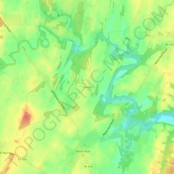 Topografisk kart Vanilla, høyde, relieff