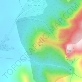 Topografisk kart Mount Afadja, høyde, relieff