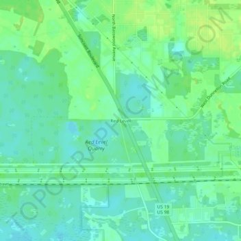 Topografisk kart Red Level, høyde, relieff