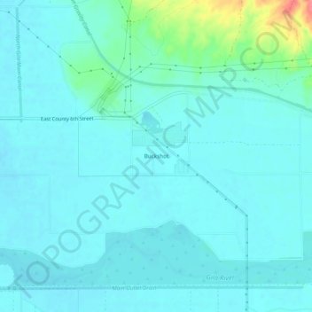 Topografisk kart Buckshot, høyde, relieff