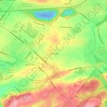 Topografisk kart Marble Hall, høyde, relieff