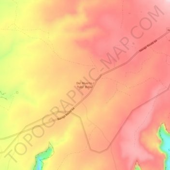 Topografisk kart Del Muerto, høyde, relieff