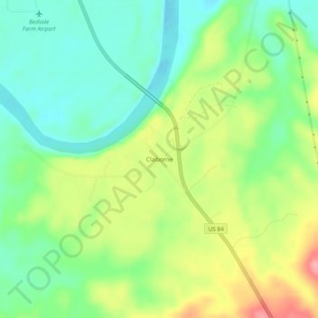 Topografisk kart Claiborne, høyde, relieff
