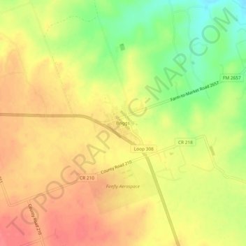 Topografisk kart Briggs, høyde, relieff
