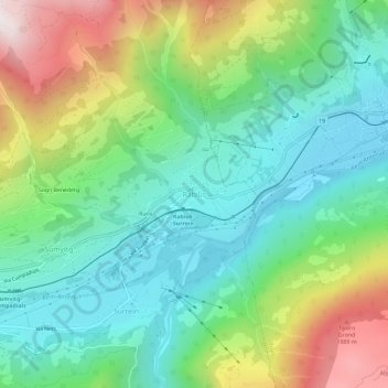 Topografisk kart Rabius, høyde, relieff