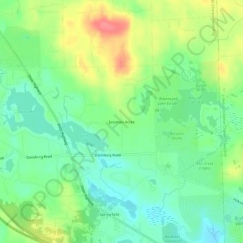 Topografisk kart Jossman Acres, høyde, relieff