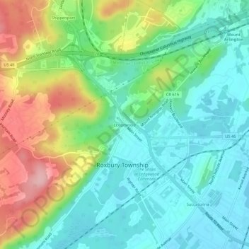 Topografisk kart Ledgewood, høyde, relieff
