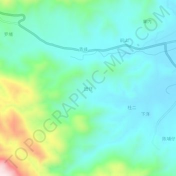 Topografisk kart Tianzi, høyde, relieff