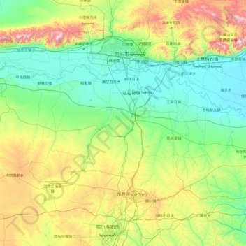 Topografisk kart Dalad, høyde, relieff