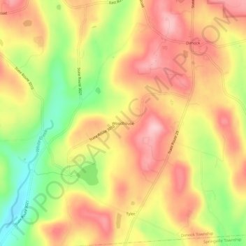 Topografisk kart Woodhouse, høyde, relieff