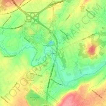 Topografisk kart Edison, høyde, relieff