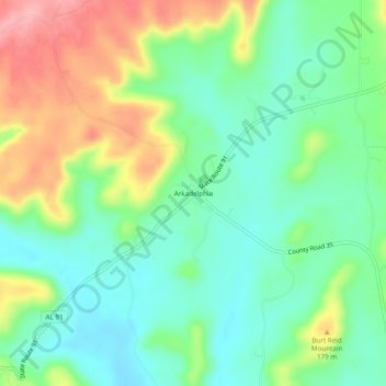 Topografisk kart Arkadelphia, høyde, relieff