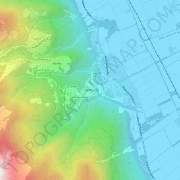 Topografisk kart Beffeux, høyde, relieff