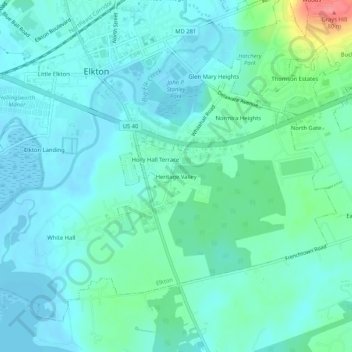 Topografisk kart Heritage Valley, høyde, relieff