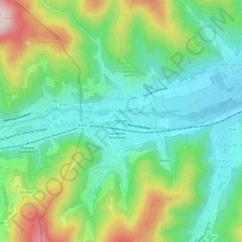 Topografisk kart Muhlele, høyde, relieff
