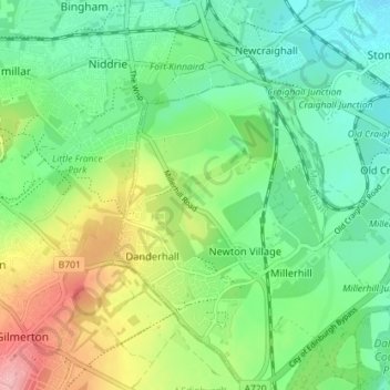 Topografisk kart Hilltown, høyde, relieff