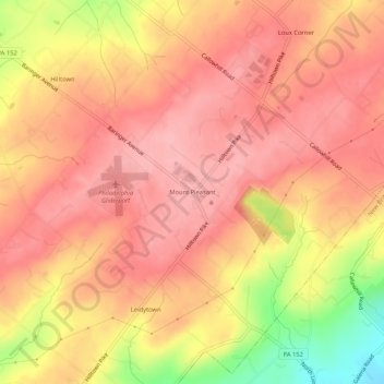 Topografisk kart Mount Pleasant, høyde, relieff