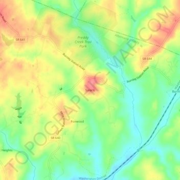 Topografisk kart Solaris, høyde, relieff