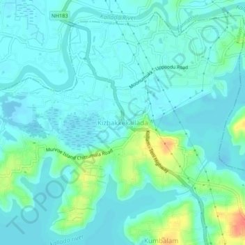Topografisk kart Kizhakkekallada, høyde, relieff