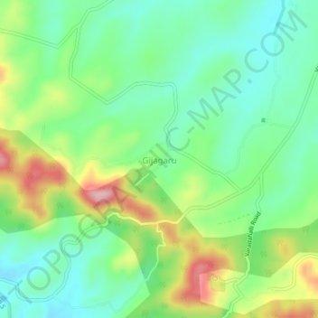 Topografisk kart Gijagaru, høyde, relieff