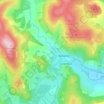Topografisk kart Lost, høyde, relieff